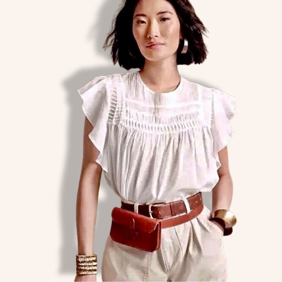 *NWT* BANANA REPUBLIC Pintuck Ruffle Sleeve Top - Picture 2 of 11